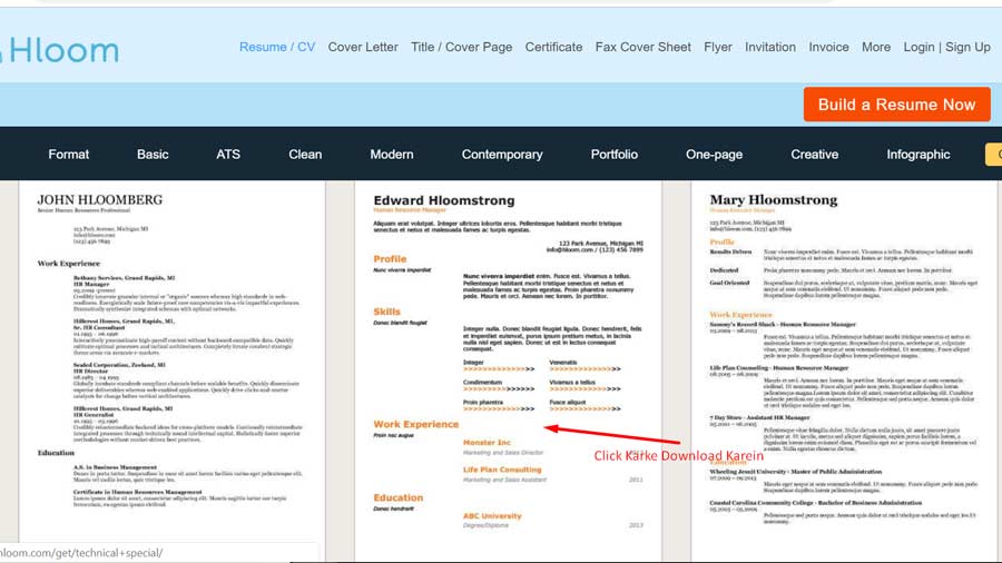 resume format template ko kaise download karein