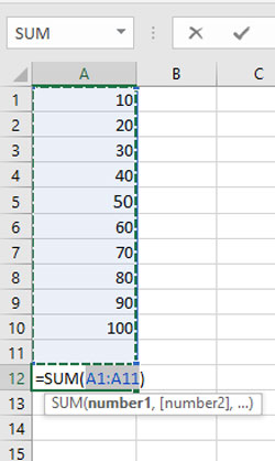 yaha pe autosum formula ko numerical data ki help se samjhaya hai