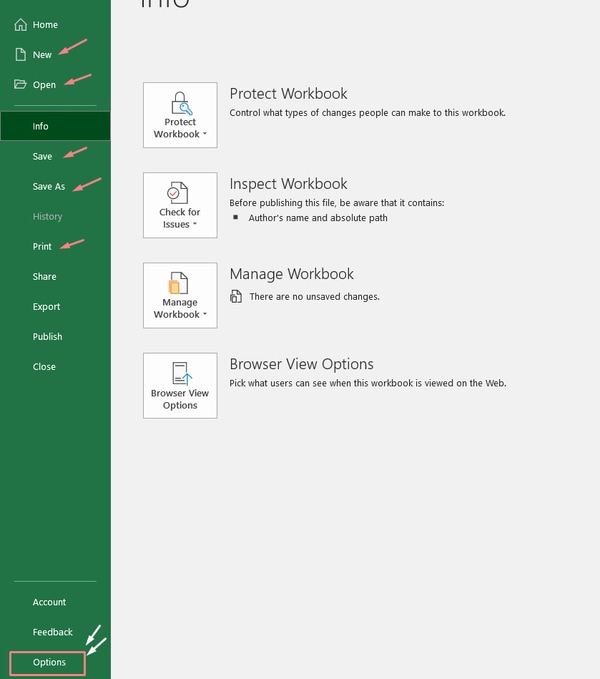 MS Excel Kaise sikhe- file tab options