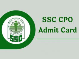 SSC_CPO_Exam_admit card